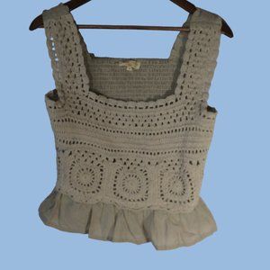 Rebellion Crop Top for Summer Crochet Tan Size M NWOT